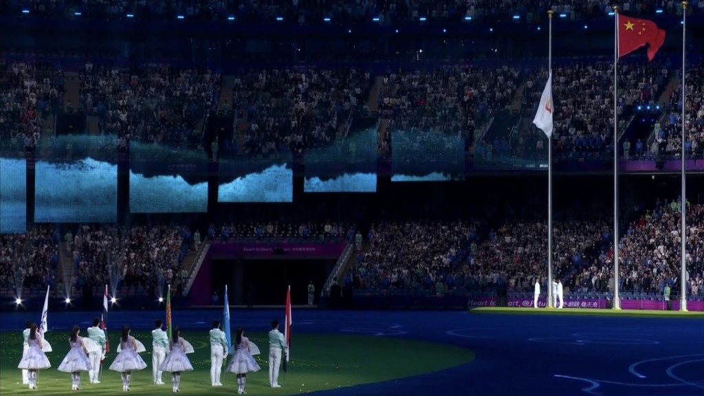 亞運會旗降下象徵今屆亞運正式結束。 開電視截圖
