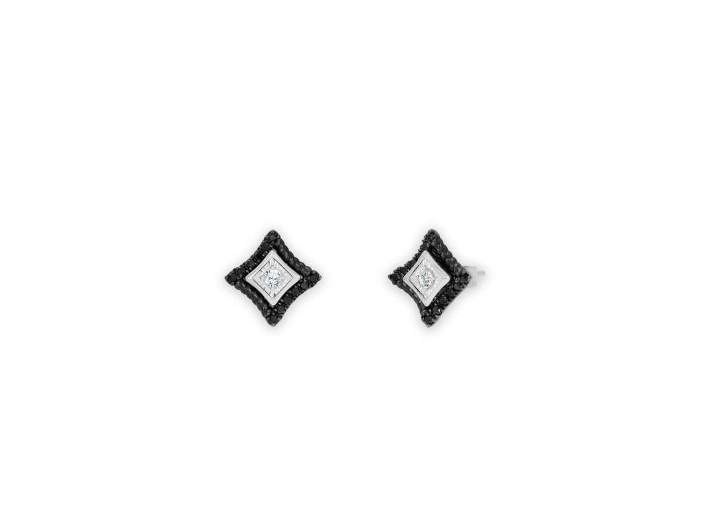 ENCORE系列白色及电黑黄金配黑、白钻石单耳环/$2,888/单枚。