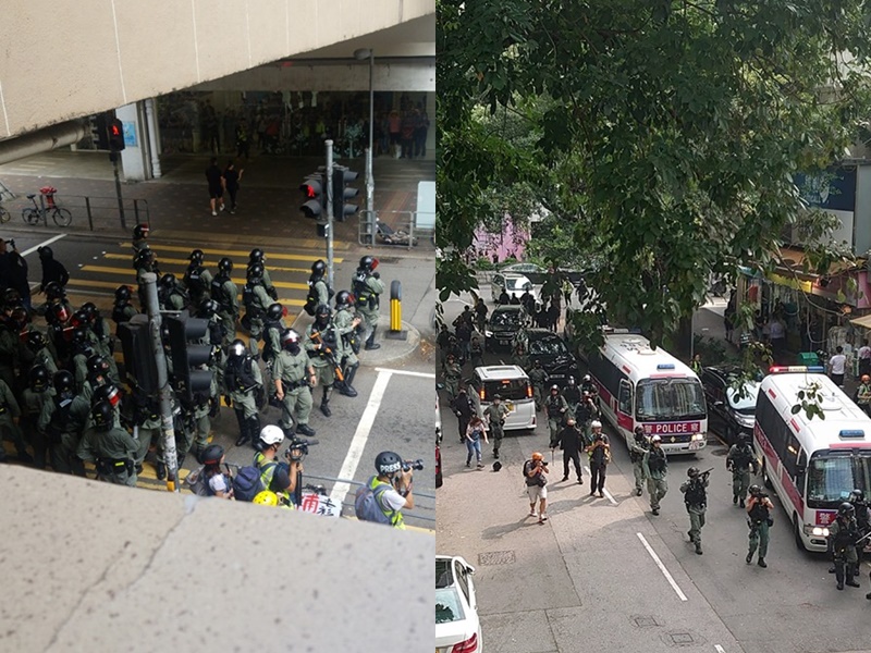 防暴警到場戒備。Wing Yi Sham及Mil JL圖片
