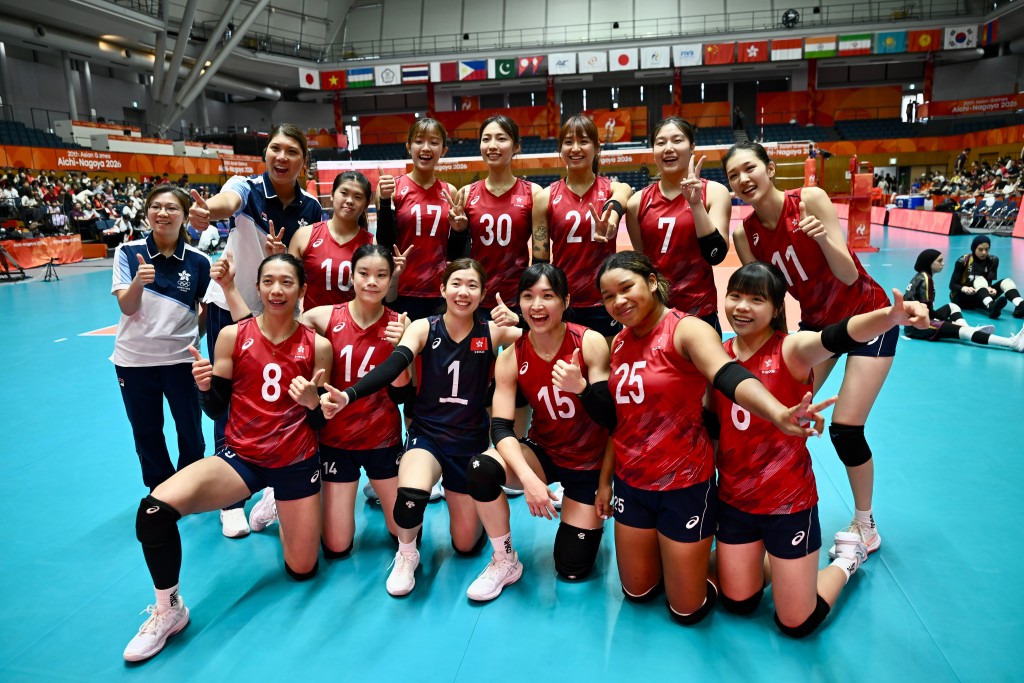 香港女排取得今届亚运会首胜。刘骏轩摄