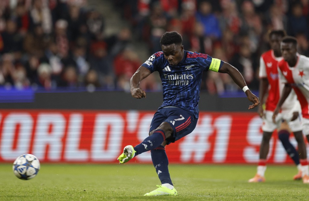 沙卡為阿仙奴打開紀錄。路透社