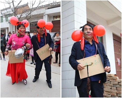 陕西农家「闹婚」 戏耍公婆。图：腾讯