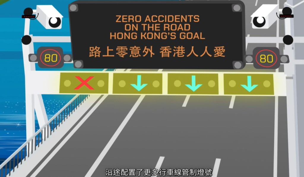 事故位置的行車線管制燈號和可變信息顯示屏會向駕駛人士發出提示，指引隨後的車輛有序駛過，從而紓緩因事故可能引發的交通阻塞。