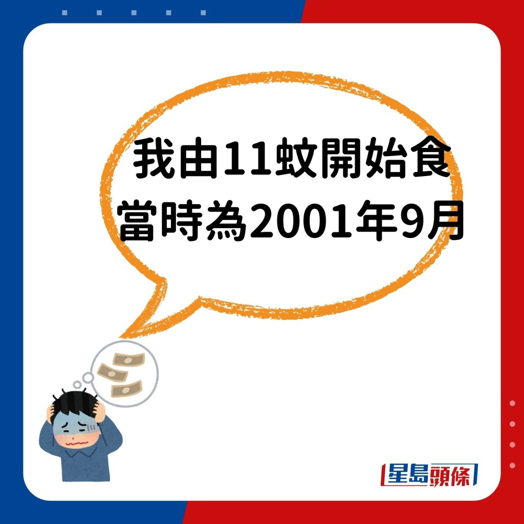 「我由11蚊开始食，当时为2001年9月」