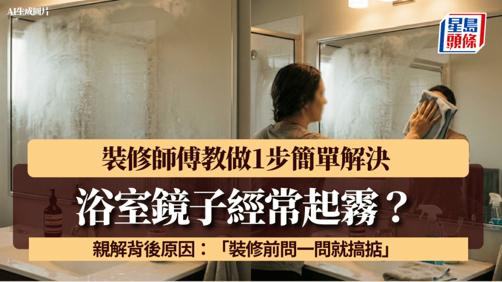 浴室鏡子經常起霧？裝修師傅教做1步簡單解決 親解背後原因：「裝修前問一問就搞掂」