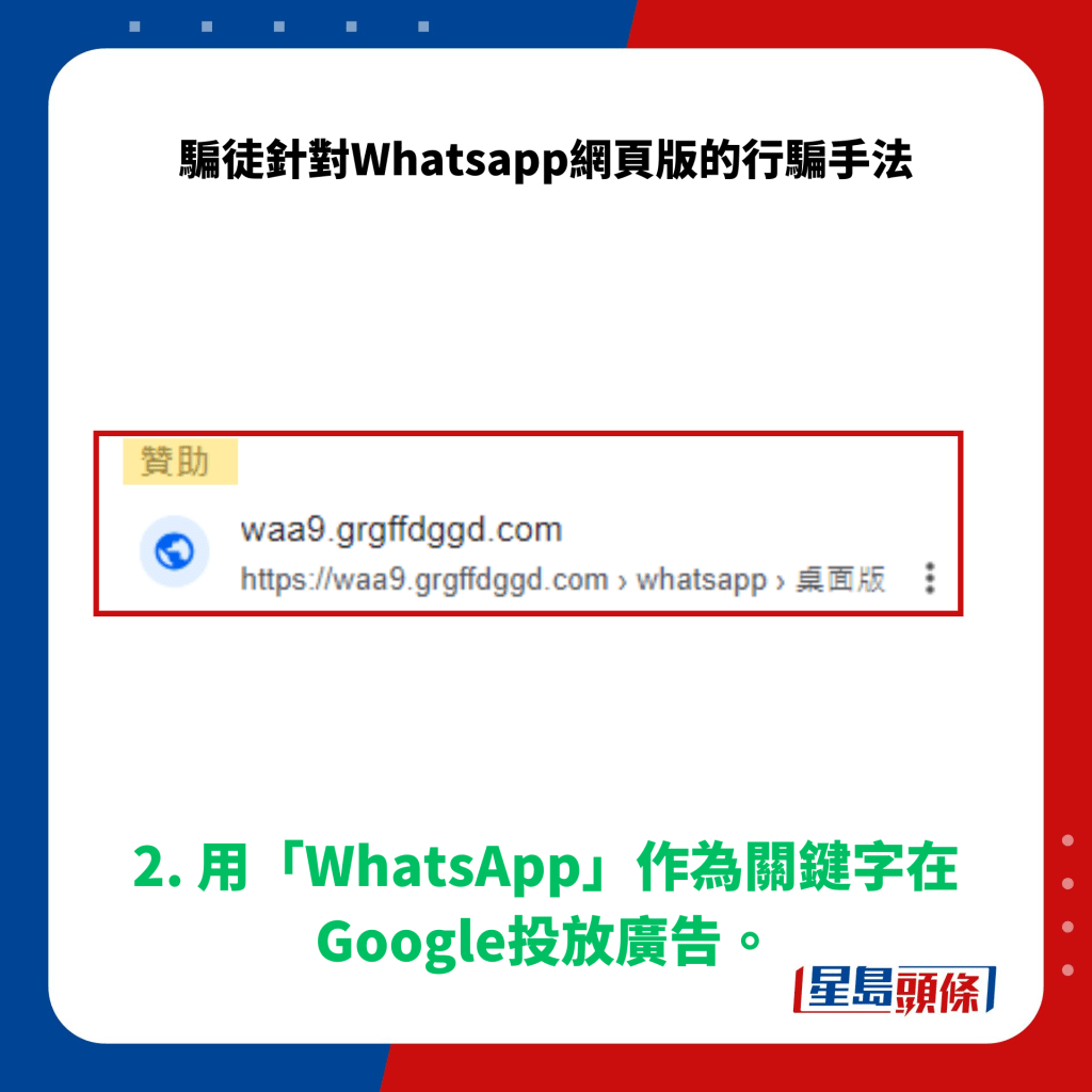 2. 用「WhatsApp」作为关键字在Google投放广告。