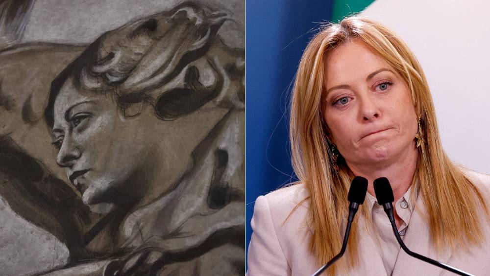 意大利教堂壁畫補修後天使「激似總理梅洛尼」。 路透社