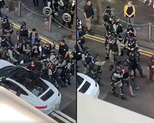 司機被警拉出車制服。網上圖片