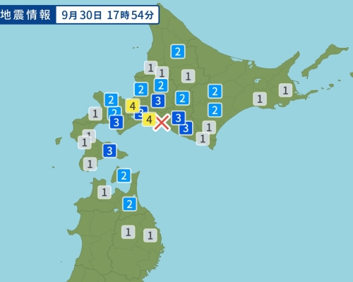 北海道發生5級地震。網上圖片