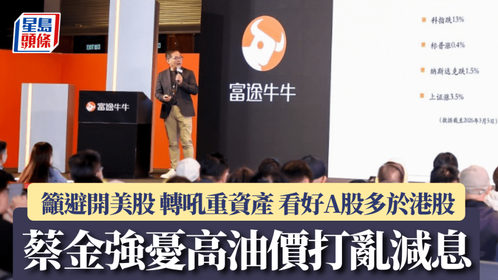 蔡金強憂高油價打亂減息 籲避開美股 轉吼重資產 看好A股多於港股