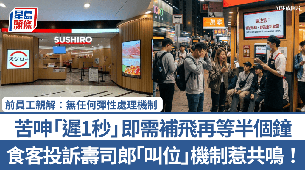 食客投訴壽司郎「叫位」機制惹共鳴！ 苦呻「遲1秒」即需補飛再等半個鐘 前員工親解：無任何彈性處理機制