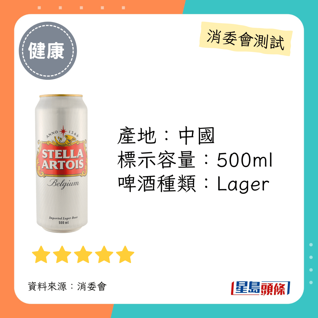 消消委会啤酒5星推介名单｜「STELLA ARTOIS」Imported Lager Beer