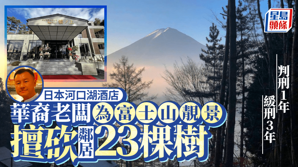 河口湖酒店｜華裔老闆為富士山靚景砍鄰居樹 判刑1年緩刑3年
