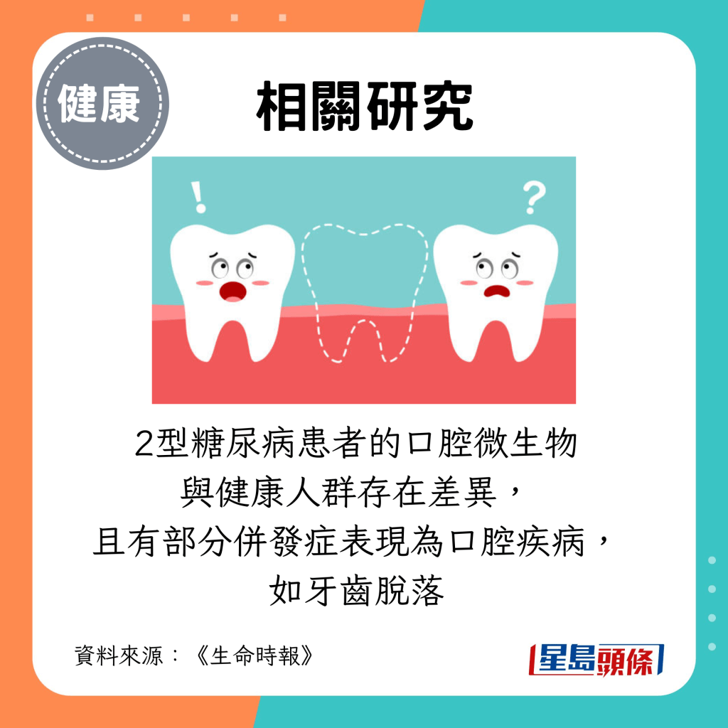 2型糖尿病患者的口腔微生物与健康人群存在差异, 且有部分并发症表现为口腔疾病, 如牙齿脱落 2型糖尿病患者的口腔微生物与健康人群存在差异, 且有部分并发症表现为口腔疾病, 如牙齿脱落