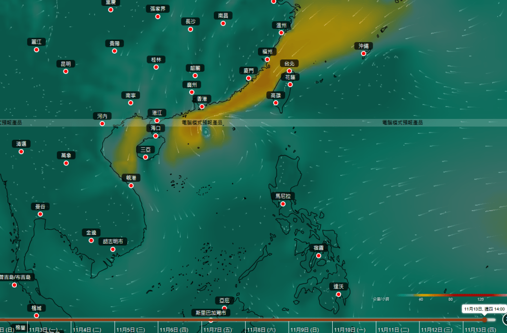人工智能大模型伏羲預測。天文台圖片