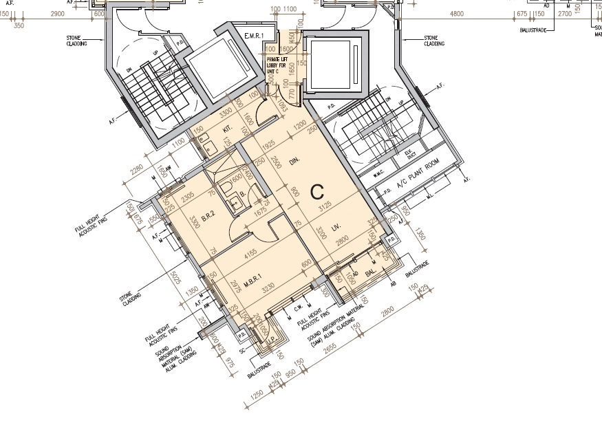 St. George’s Mansions最細單位為1座2樓C室,面積為764方呎。