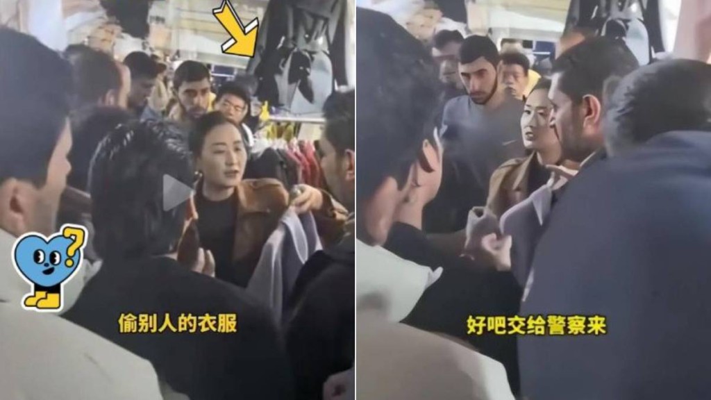 女店主攔阻疑似偷衫的印度遊客。網圖