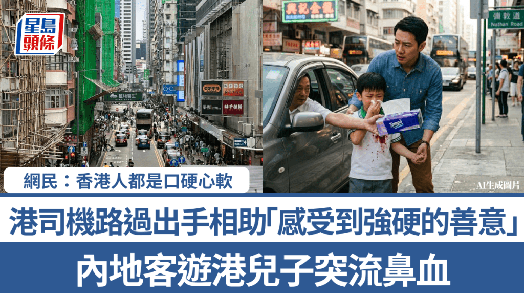 內地客遊港兒子突流鼻血 港司機路過出手相助「感受到強硬的善意」 網民：香港人都是口硬心軟