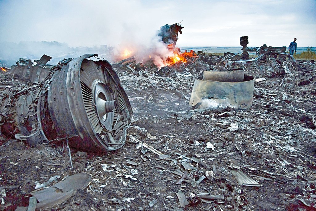 马航MH17客机坠机现场。