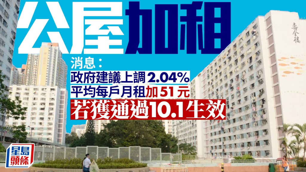 公屋加租丨消息：政府建議加租2.04% 若通過今年10月1日生效
