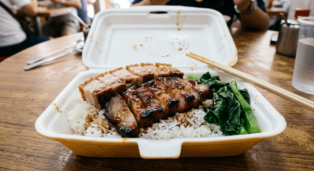 香港人习惯用饭盒盛载烧味饭。AI示意图 香港人习惯用饭盒盛载烧味饭。AI示意图