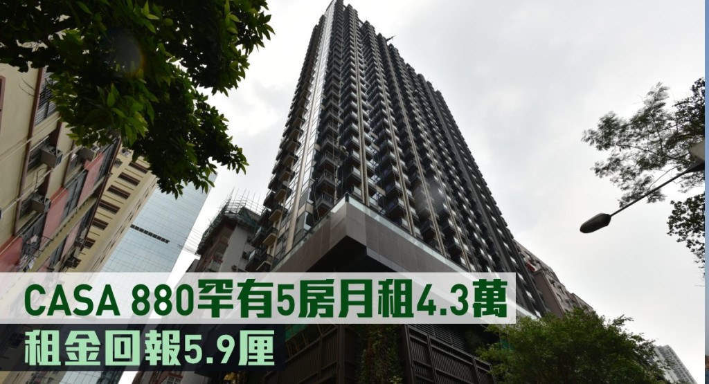 CASA 880罕有5房月租4.3萬，租金回報5.9厘。