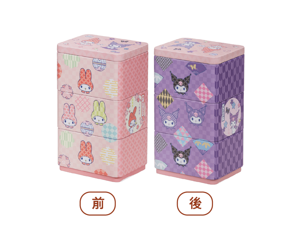 美心My Melody & Kuromi礼罐以双面设计，一面是粉红为主的Melody，另一面则是紫色配搭著鬼马精灵的Kuromi，一个礼罐展现两款风格及个性。