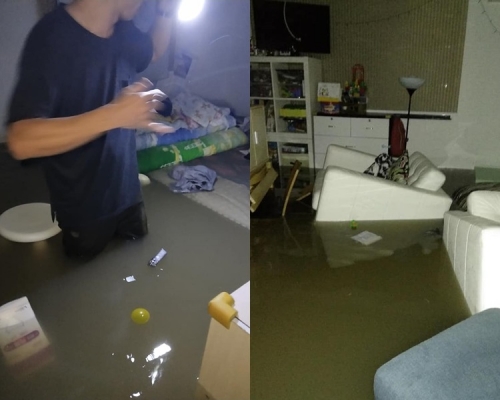 住大埔石屋的網民水浸被困，幸得各方幫忙，故此發貼表示感謝。網上截圖