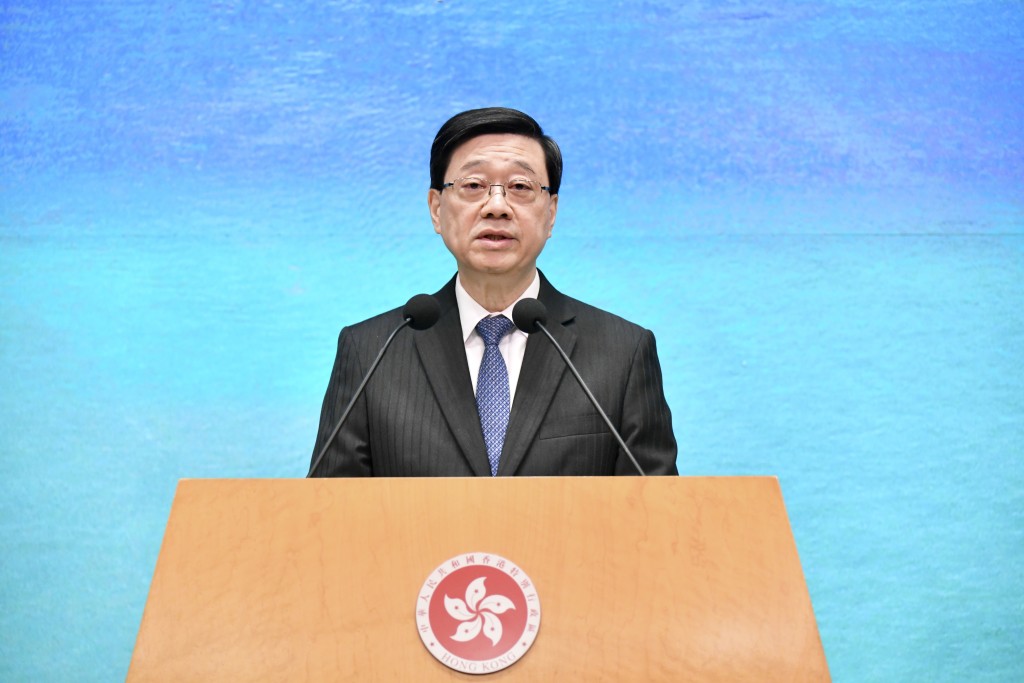 行政長官李家超重申4點政府立場。盧江球攝 行政長官李家超重申4點政府立場。盧江球攝