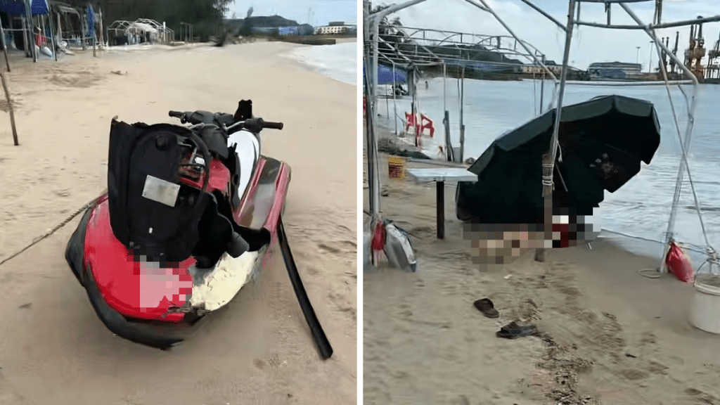 廣西北海快艇相撞，致2人當場死亡。抖音@晚
