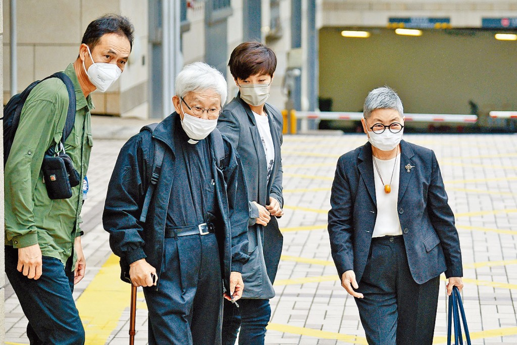 612基金被告（左起）許寶強、陳日君、何韻詩及吳靄儀。