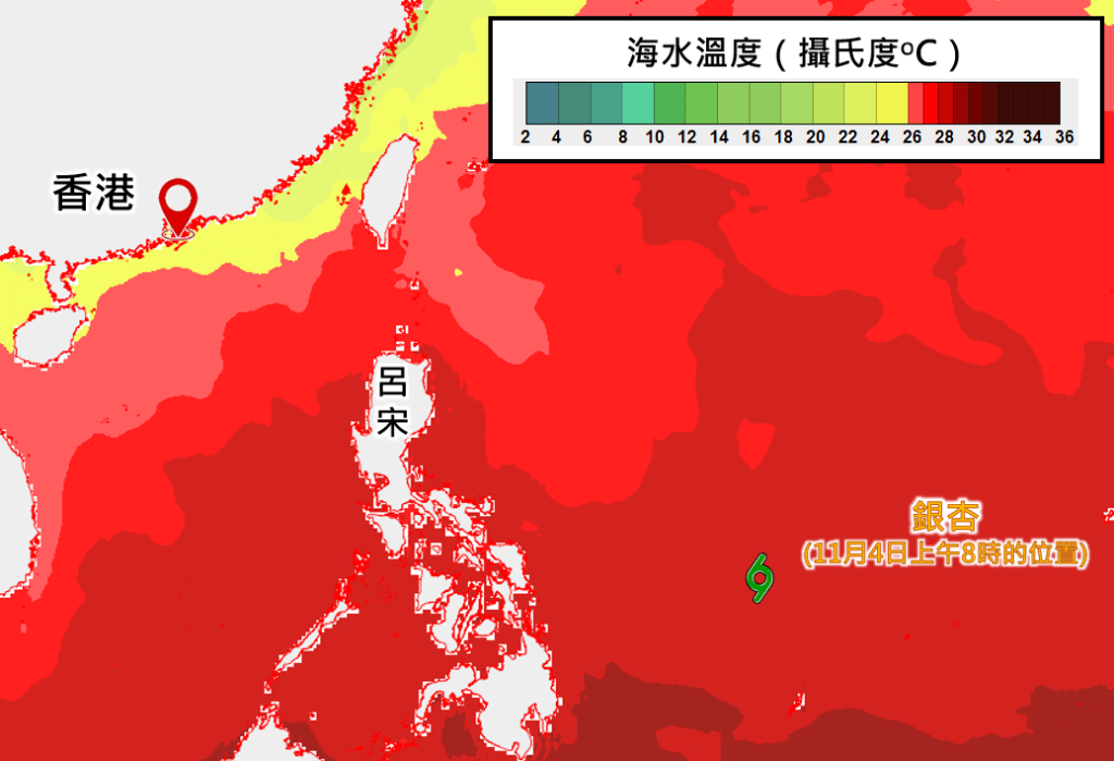 現時西北太平洋的海水溫度較高，有利銀杏進一步發展。