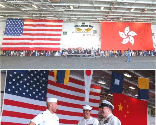 上图：近日列根号访问；下图：2008年小鹰号到港。资料图片