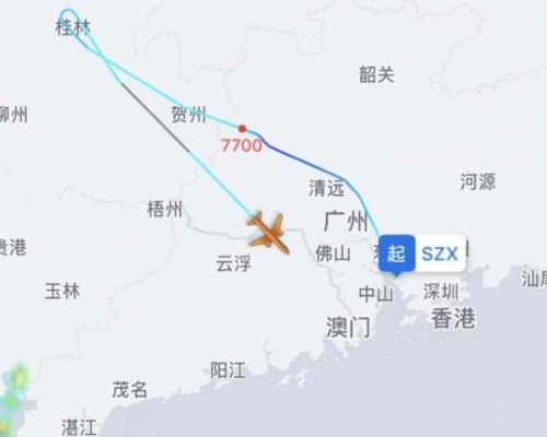 深圳航空一架客機早上出現緊急情況。網圖