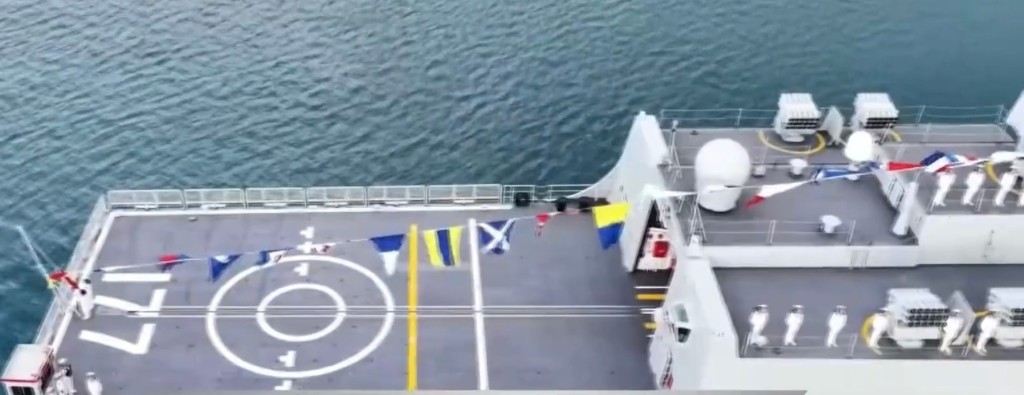中國海軍052D型驅逐艦家族最新成員「舷號177」銅川艦正式入列。央視截圖