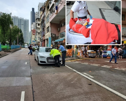 私家車收制不及撞傷一名女途人。歐陽偉光攝
