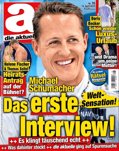 2023年4月15日的一期《Die Aktuelle》封面上，出现了舒密加带有笑容的照片。网上图片