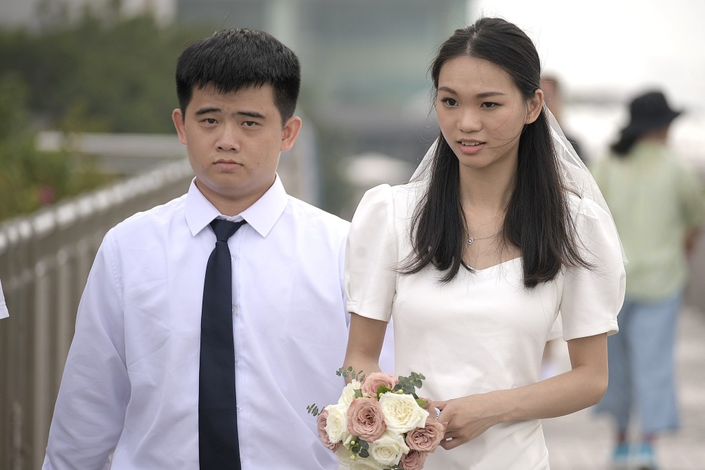 新人楊生楊太也選擇在「520」註冊結婚。陳浩元攝