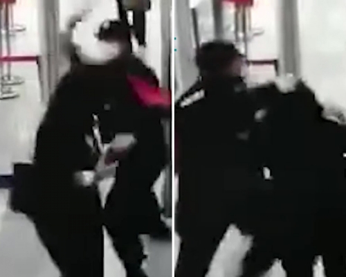 金屬探測器扑頭扯頭髮,河北地鐵安檢人員毆打女乘客被辭退。(網圖)