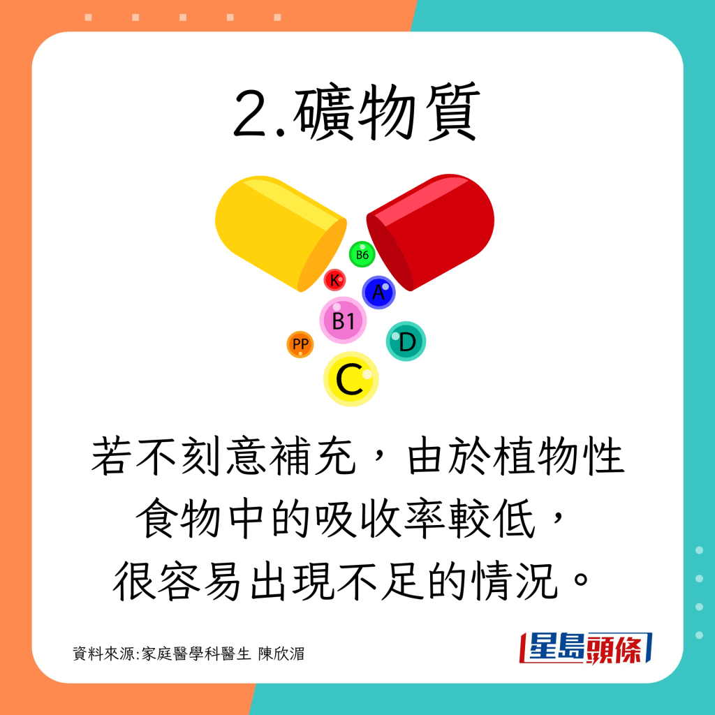 植物性食物中的吸收率較低