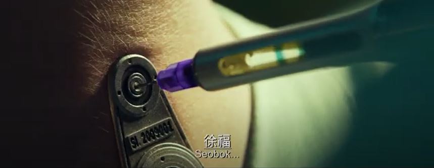從後頸打入藥物。