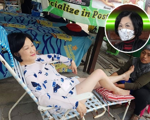 葉劉淑儀接受民主思路訪問，分享美腿保養心得。