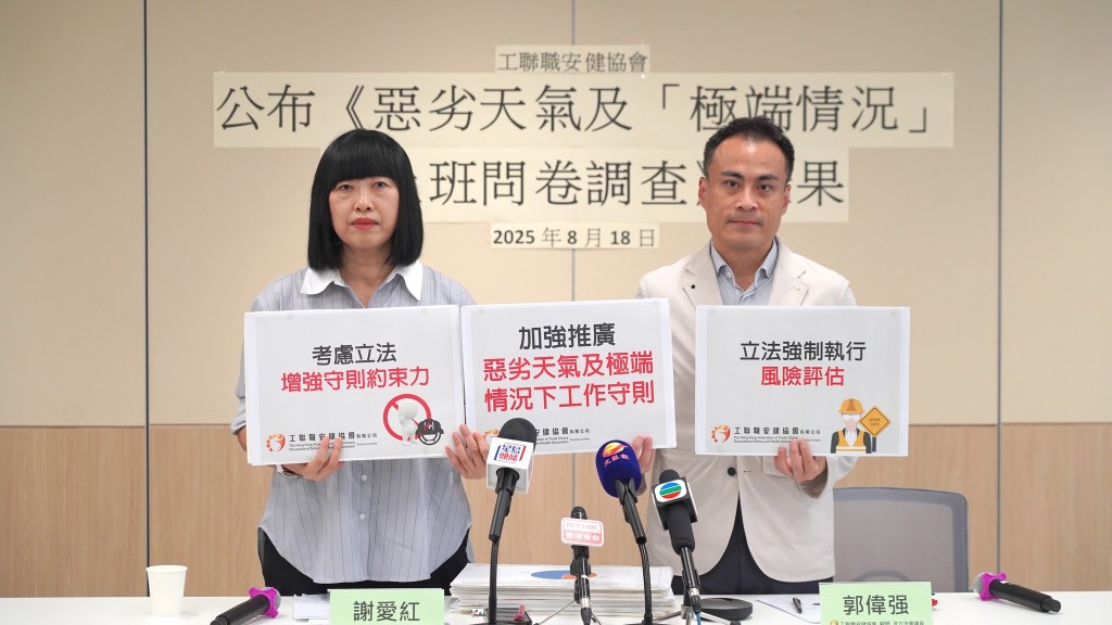 公布《惡劣天氣及「極端情況」下上班問卷調查》結果，促修例保障工友工作環境安全。