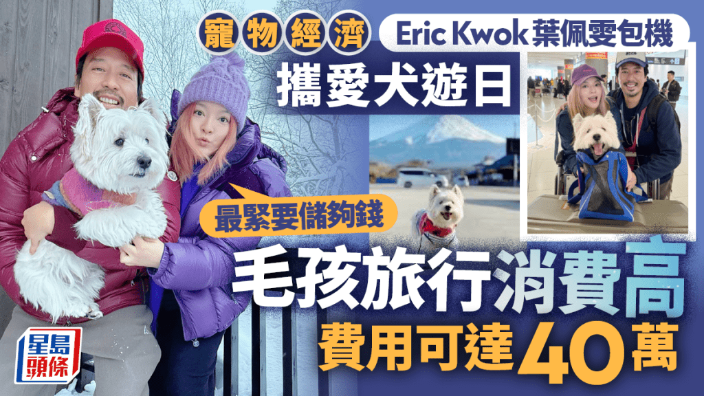寵物經濟｜Eric Kwok葉佩雯包機攜愛犬遊日 毛孩旅行消費高 費用可達40萬「最緊要儲夠錢」