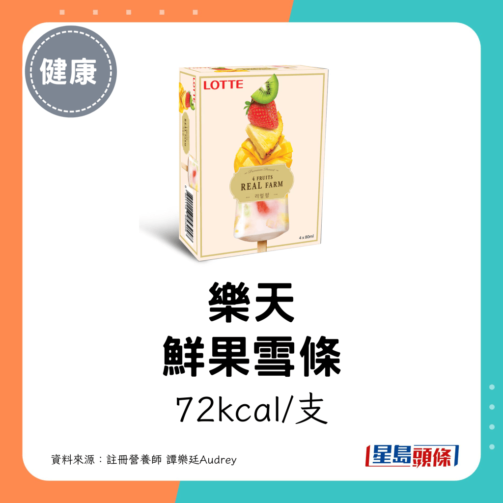 樂天 鮮果雪條：72kcal/支