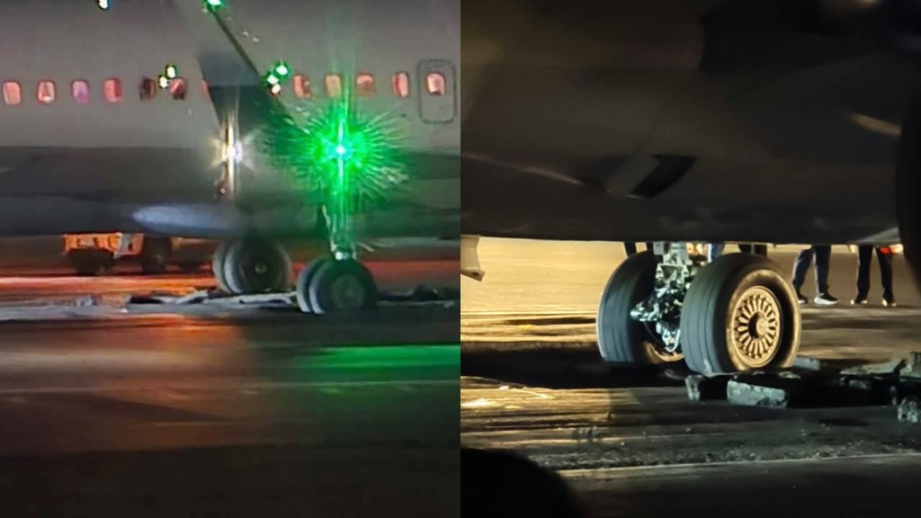 曼谷機場跑道塌陷，華航起飛「機輪卡坑洞」被拖走。 fb / Outsider's Aviation