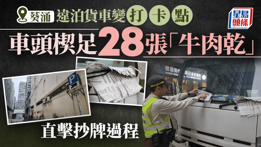 葵涌貨車違泊奇景直擊 車頭整齊楔28張告票「成本書咁厚」 