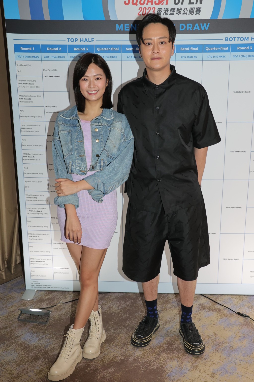 游嘉欣和謝東閔今日出席明珠台《香港壁球公開賽》記者會。