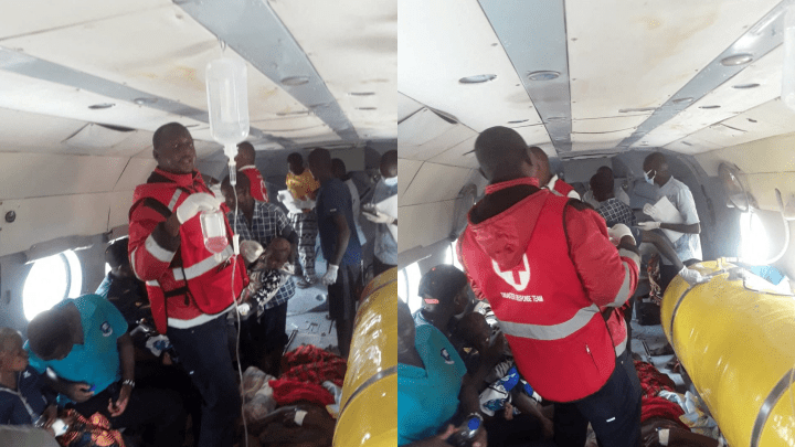 肯亞紅十字會用飛機運送災民離開。路透社