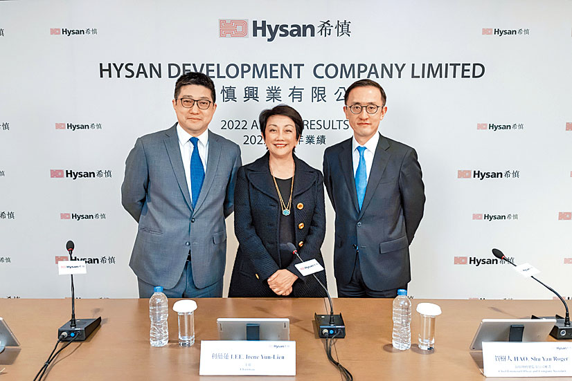 希慎興業主席利蘊蓮（中）表示，對集團長遠前景樂觀。